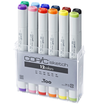 Copic Sketch 12 Basic набор маркеров с кистью в кейсе, базовые цвета