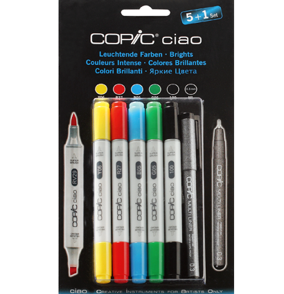 Copic Ciao Bright Colors 5+1 набор маркеров (яркие маркеры + линер)