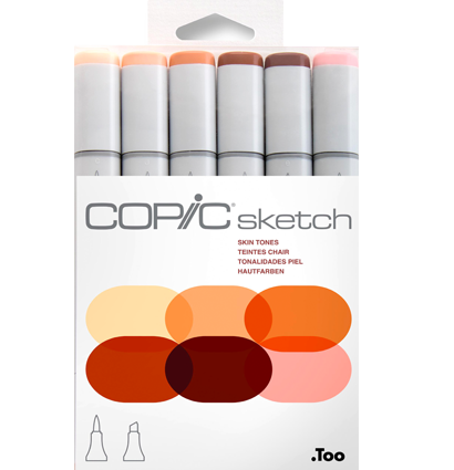 Copic Sketch 6 Skin Tones набор маркеров с кистью