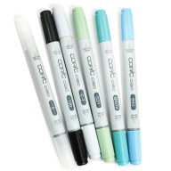 Copic Ciao Grey 6 набор маркеров с кистью, серые цвета + линер - Copic Ciao Grey 6 набор маркеров с кистью, серые цвета + линер