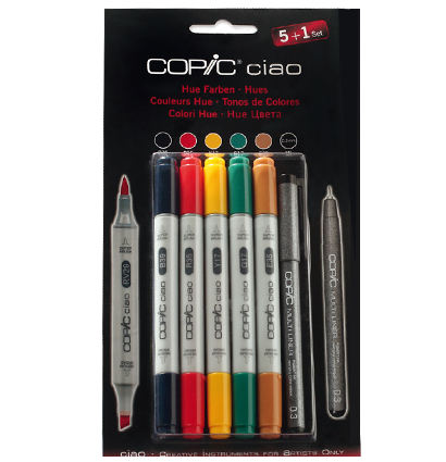 Copic Ciao Hue 6 набор маркеров с кистью, цветные маркеры + линер