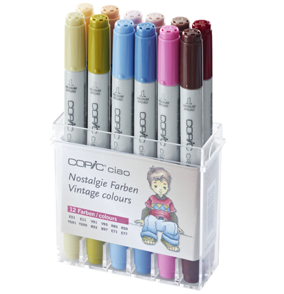Copic Ciao 12 Nostalgie набор маркеров с кистью в кейсе, винтажные цвета