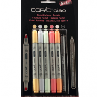 Copic Ciao Pastel 6 набор маркеров с кистью, пастельные цвета + линер - Copic Ciao Pastel 6 набор маркеров с кистью, пастельные цвета + линер