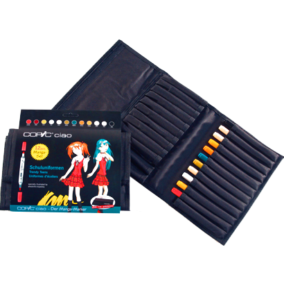 Copic Ciao 12 School набор маркеров с кистью в пенале, школьные цвета