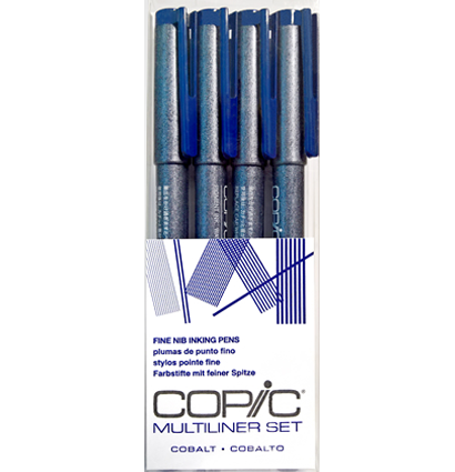 Набор капиллярных линеров Copic Multiliner 4 штуки кобальт (перо 0.05 - 0.5 мм)