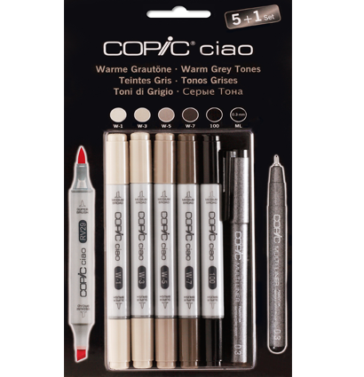 Copic Ciao 5+1 Warm Greys набор маркеров "Тёплые серые"