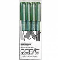 Набор капиллярных линеров Copic Multiliner 4 штуки оливкового цвета (перо 0.05 - 0.5 мм)