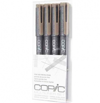 Набор капиллярных линеров Copic Multiliner 4 штуки серый теплый (перо 0.05 - 0.5 мм)